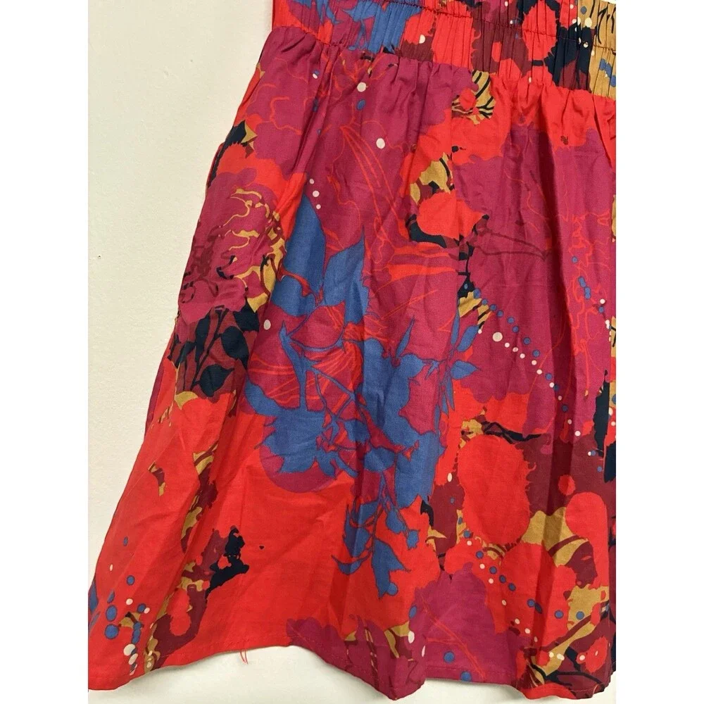 Criss Cross Bold Artsy Abstract Summer Floral Cotton Mini Skirt Size M